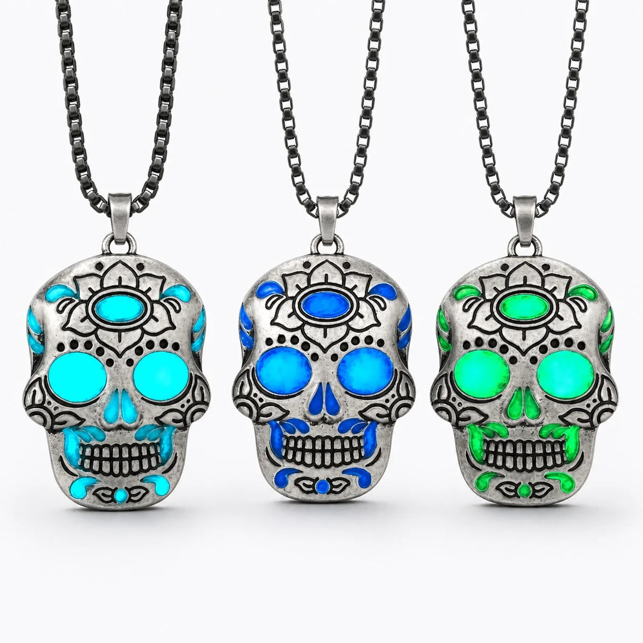 Luminous Skull Necklace studio product photo