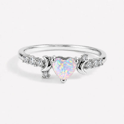 MOON GODDESS EMBRACE OPAL HEART RING