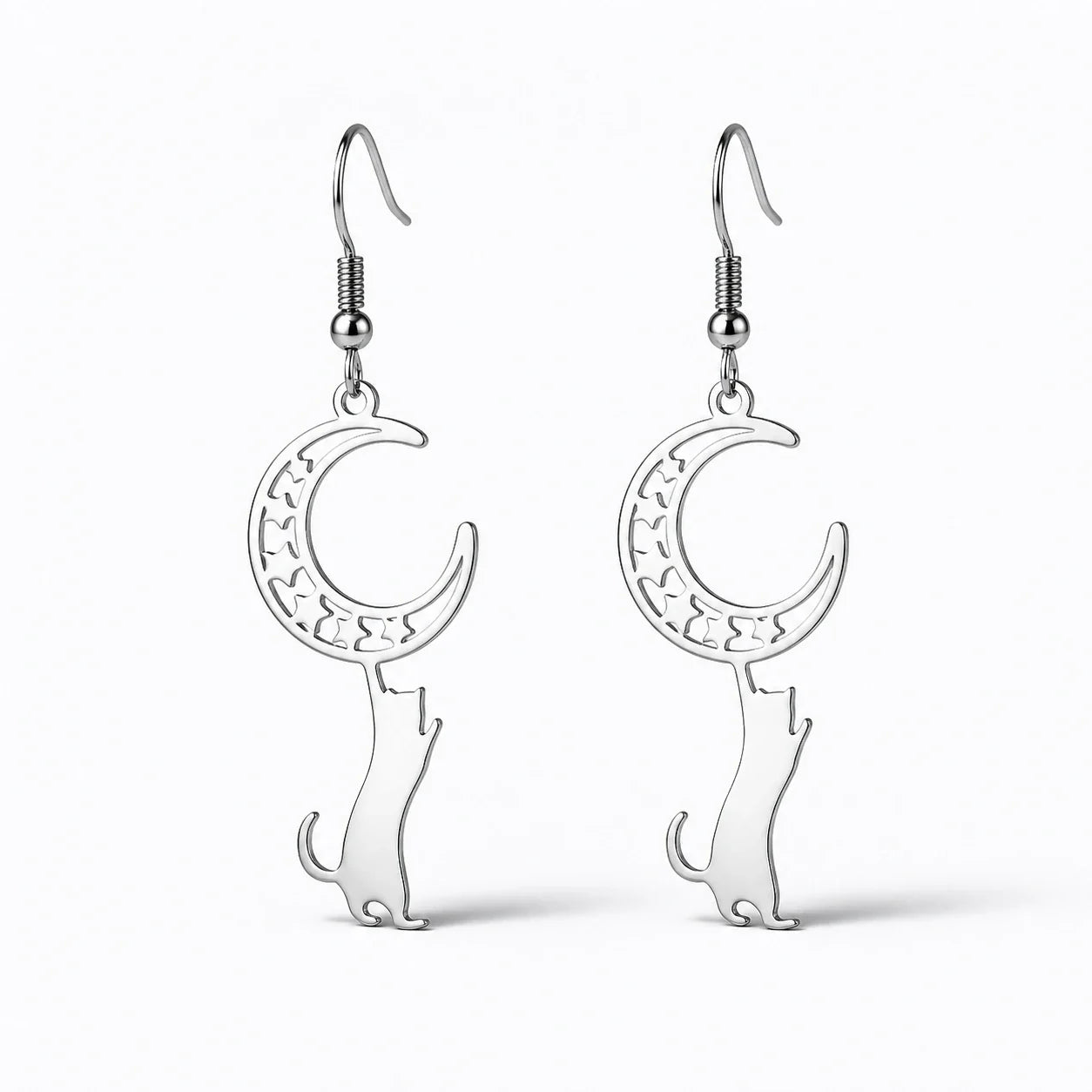 Moon Cat Earrings studio product photo