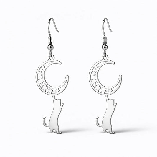 Moon Cat Earrings studio product photo