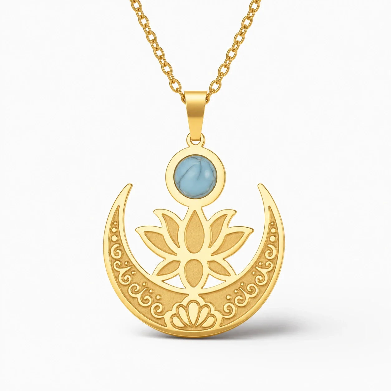 Moon Lotus Blossom Necklace studio product photo