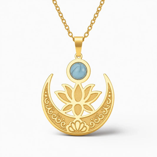 Moon Lotus Blossom Necklace studio product photo