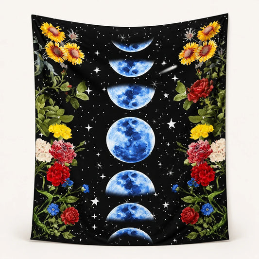 Moonflower Moon Phase Tapestry studio product photo