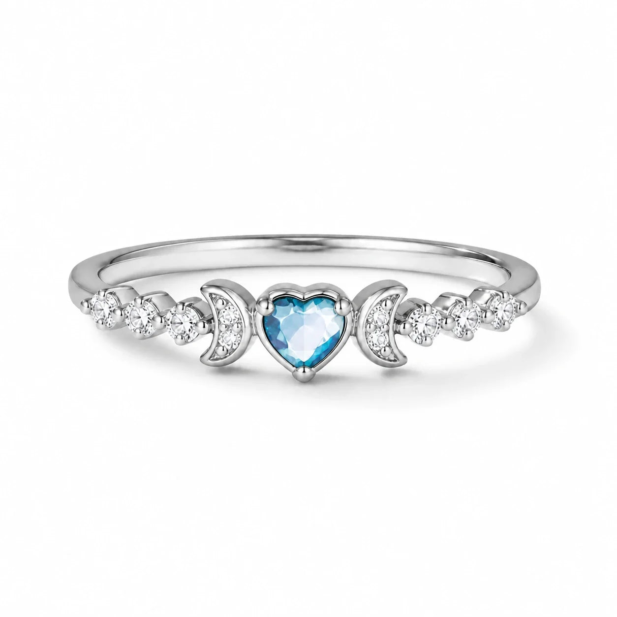 Moonlit Crystal Heart Ring studio product photo