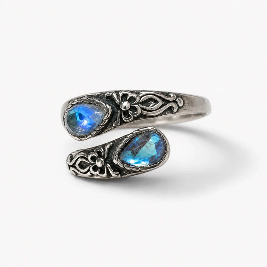 Moonlit Dual Blossom Ring studio product photo