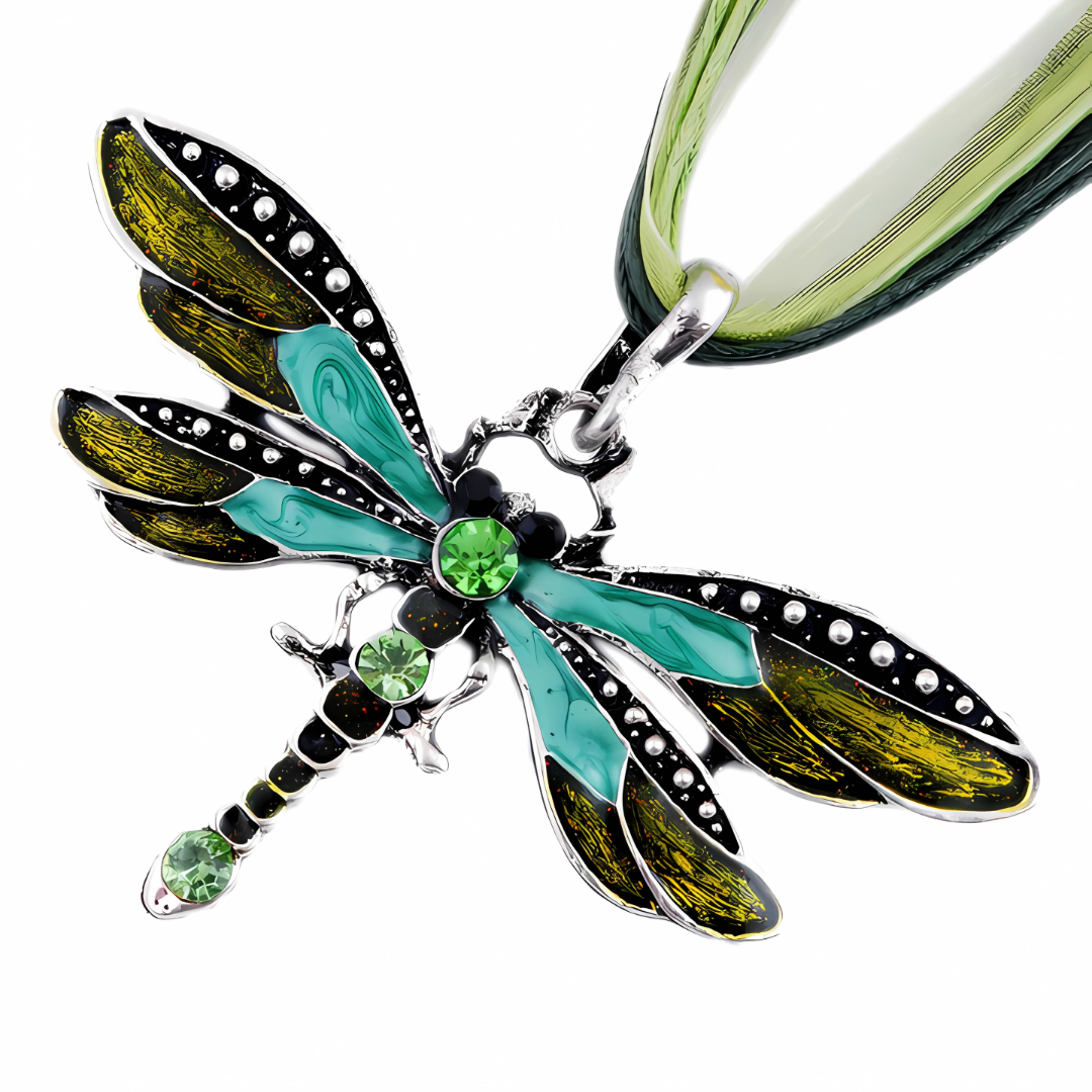 Mystic Purple Crystal Dragonfly Necklace