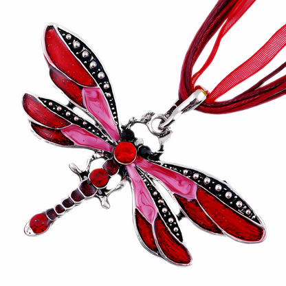 Mystic Purple Crystal Dragonfly Necklace