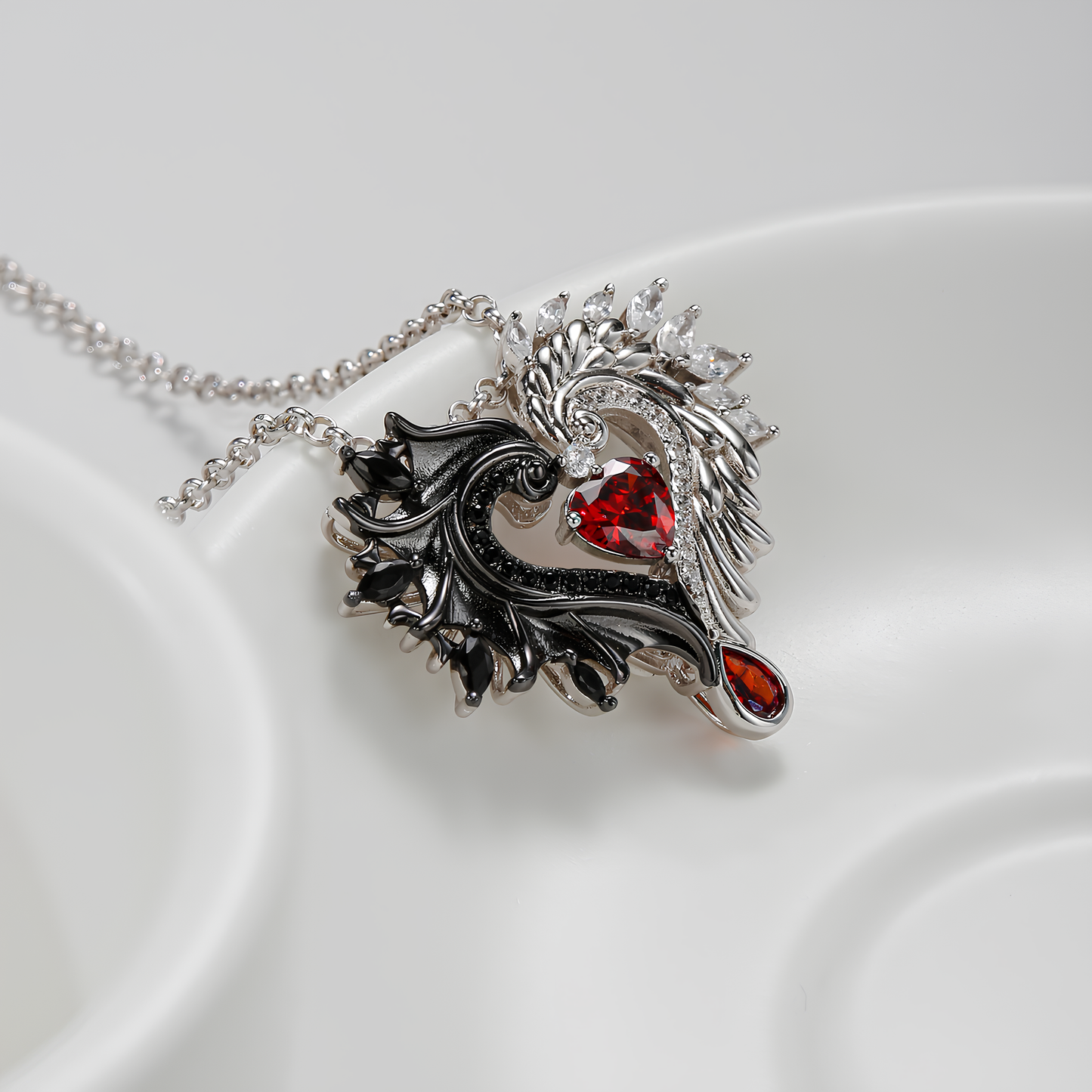 Wings of Light and Shadow Love Necklace