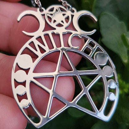 Witch’s Triple Moon Pentacle Necklace