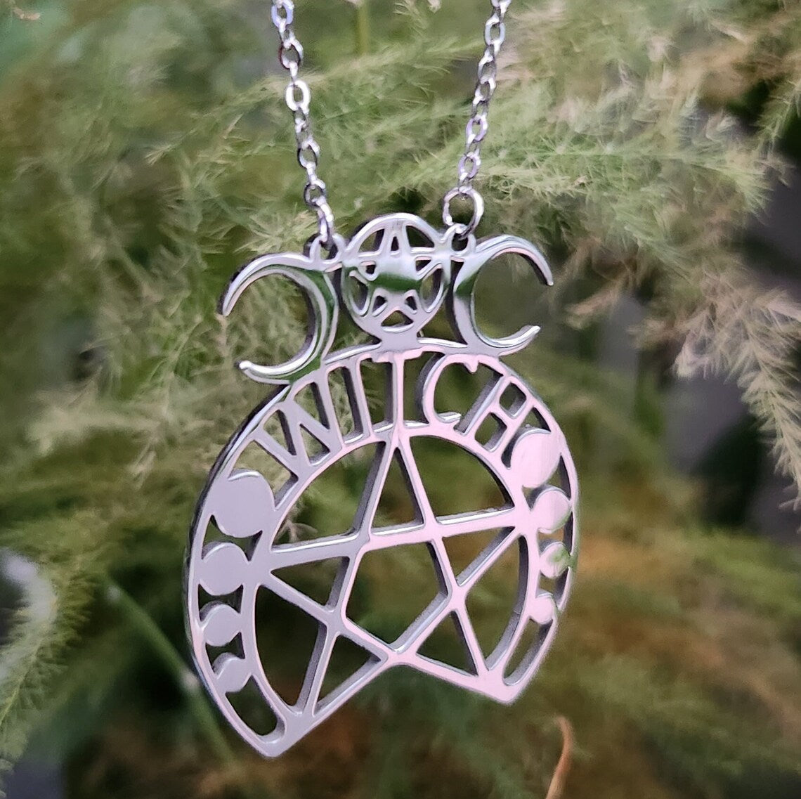 Witch’s Triple Moon Pentacle Necklace