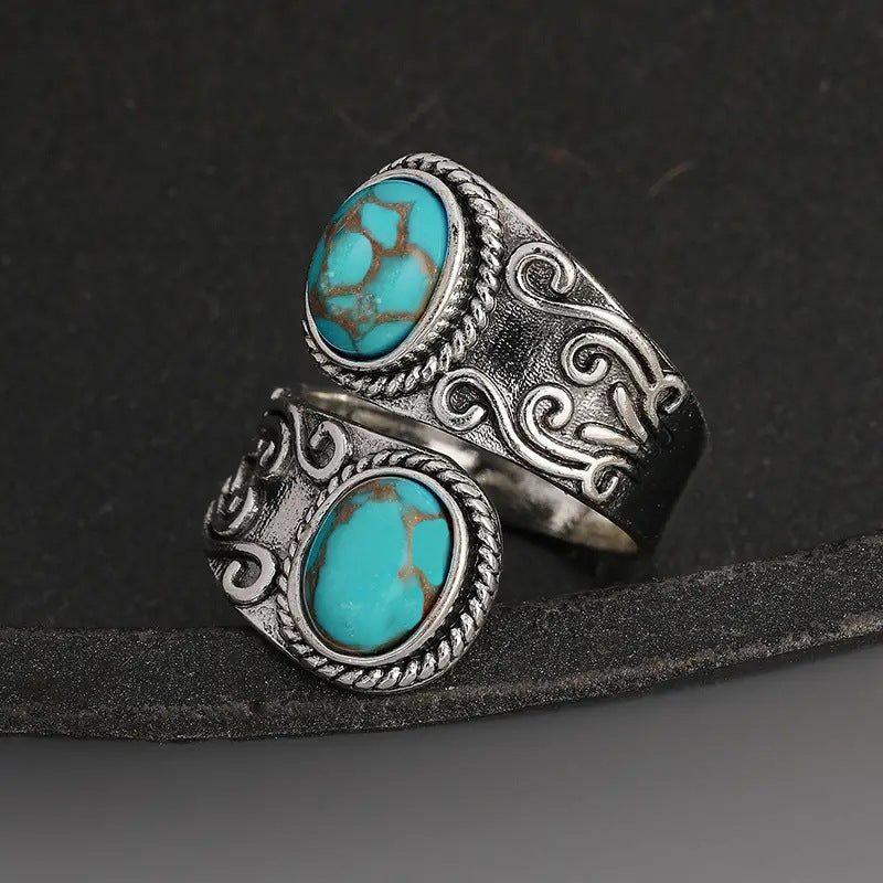 Twin Spirit Turquoise Wrap Ring