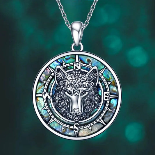 Celestial Wolf Compass Necklace