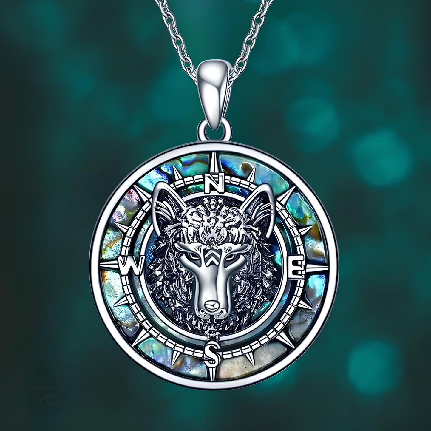Celestial Wolf Compass Necklace