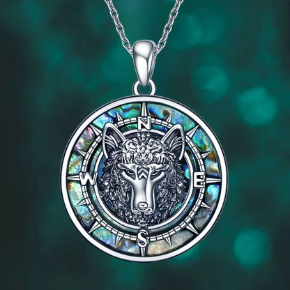 Celestial Wolf Compass Necklace