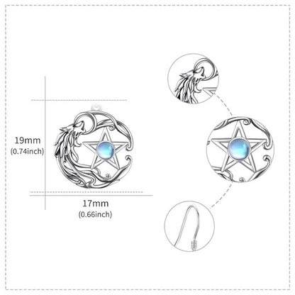 Lunar Wolf Pentacle Earrings