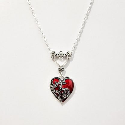 Gothic Heart Crimson Necklace