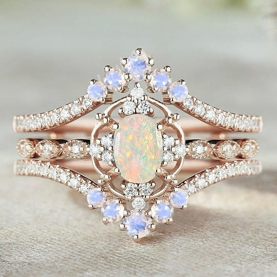Mystic Harmony Opal Ring Set