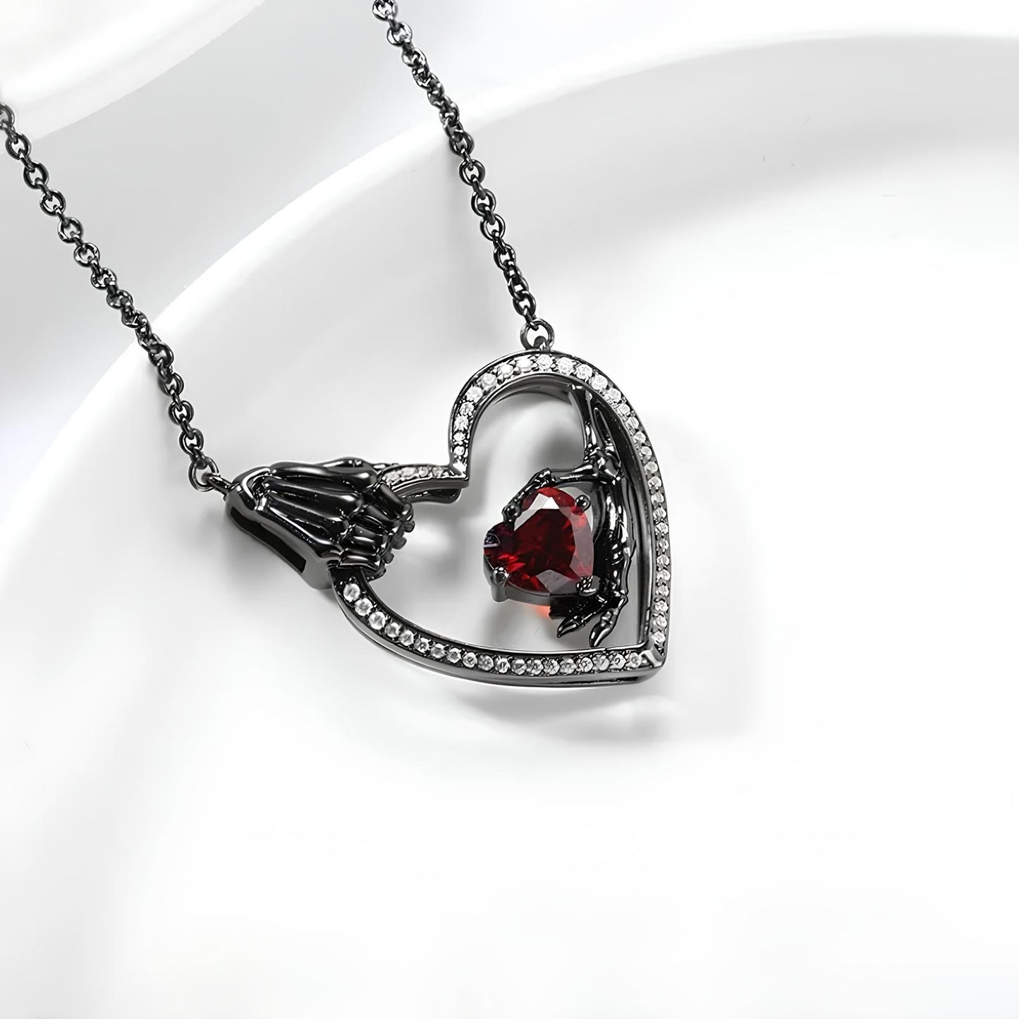 Crimson Heartbound Skeleton Necklace