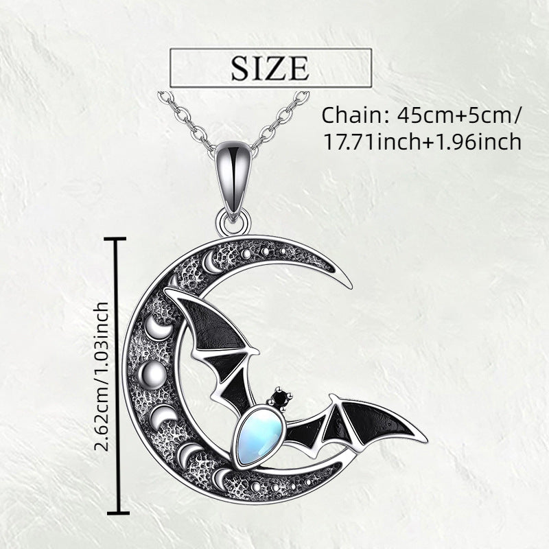 Moonlit Batflight Crescent Necklace