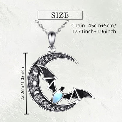 Moonlit Batflight Crescent Necklace
