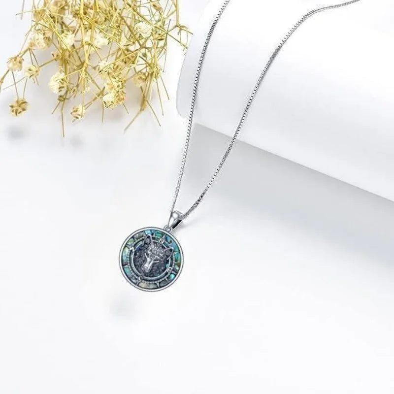 Celestial Wolf Compass Necklace