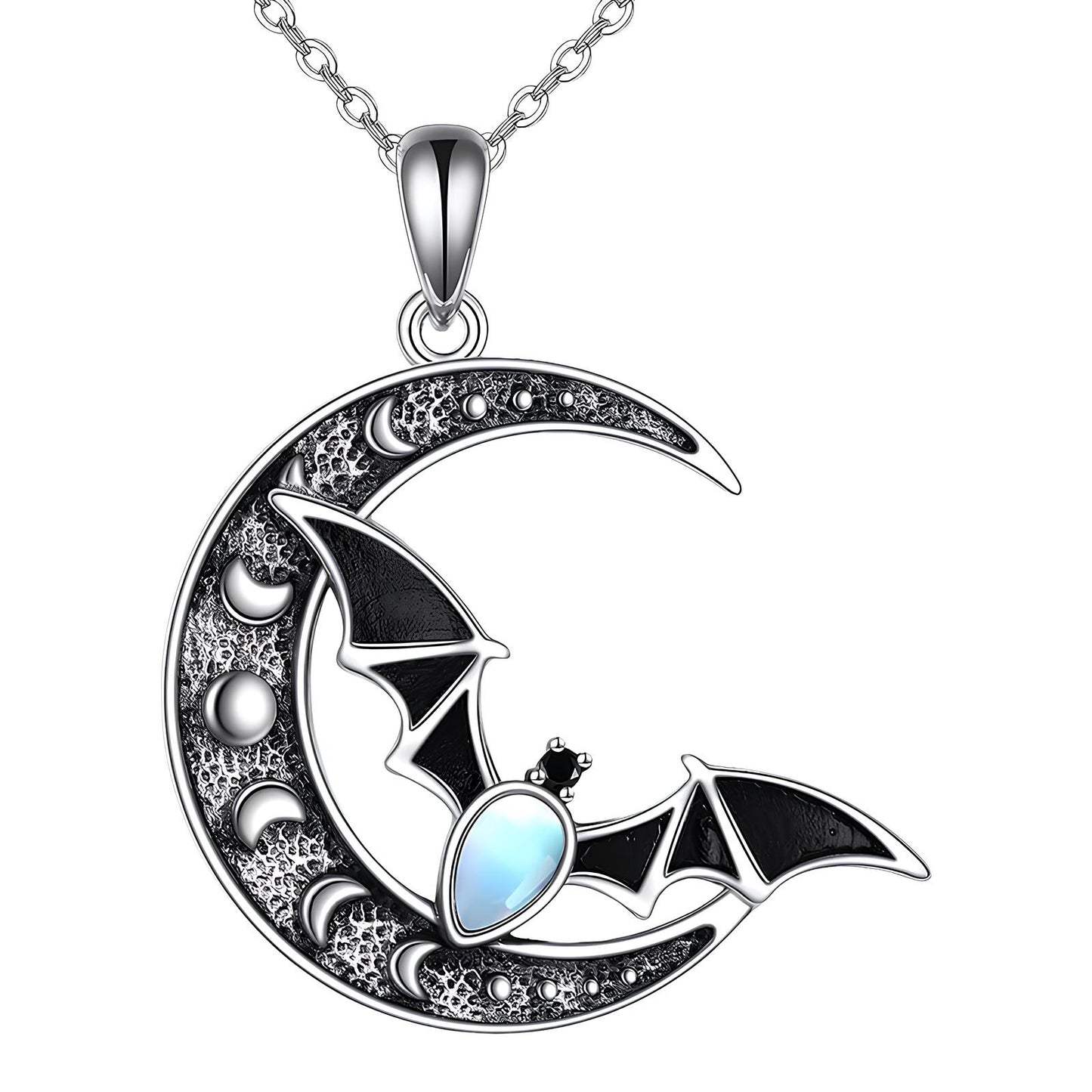 Moonlit Batflight Crescent Necklace