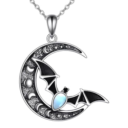 Moonlit Batflight Crescent Necklace