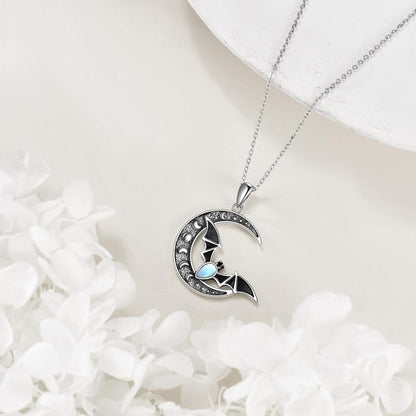Moonlit Batflight Crescent Necklace