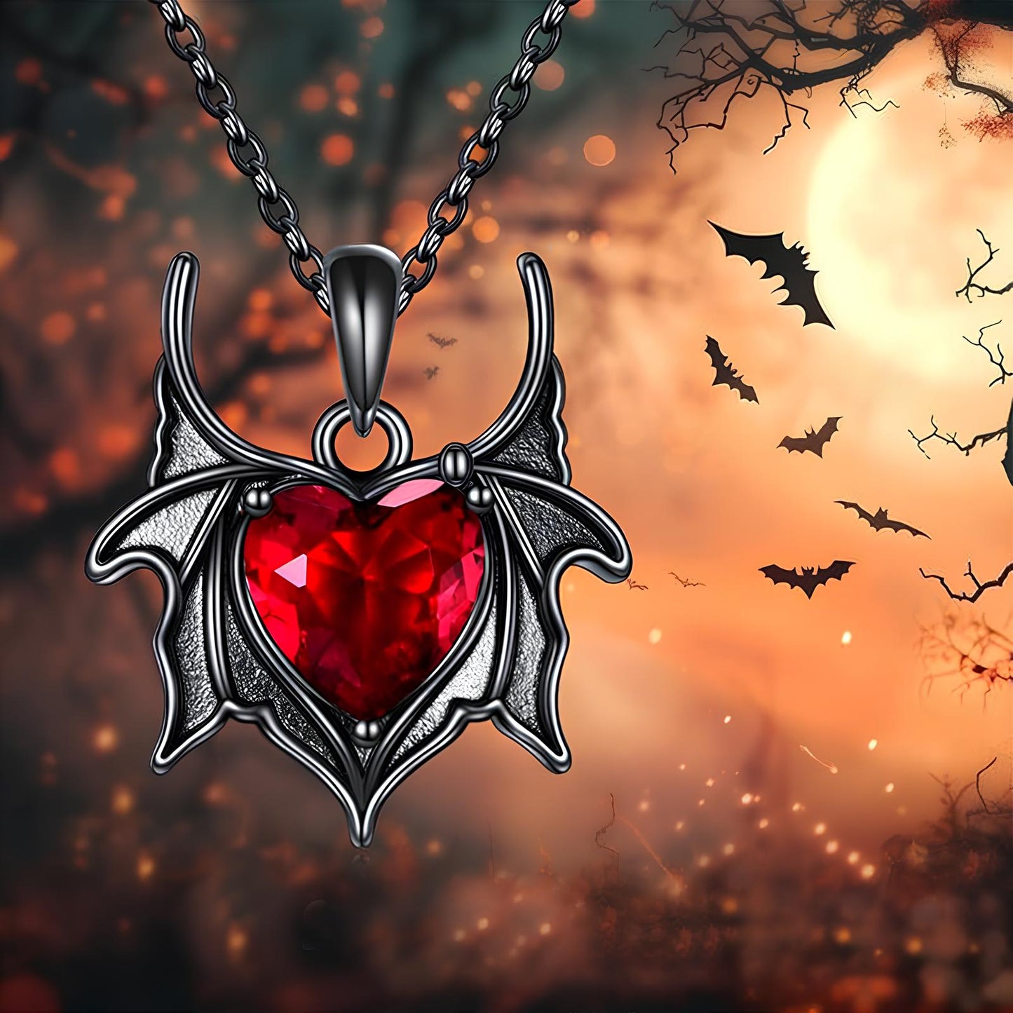 Batwing Crimson Love Necklace