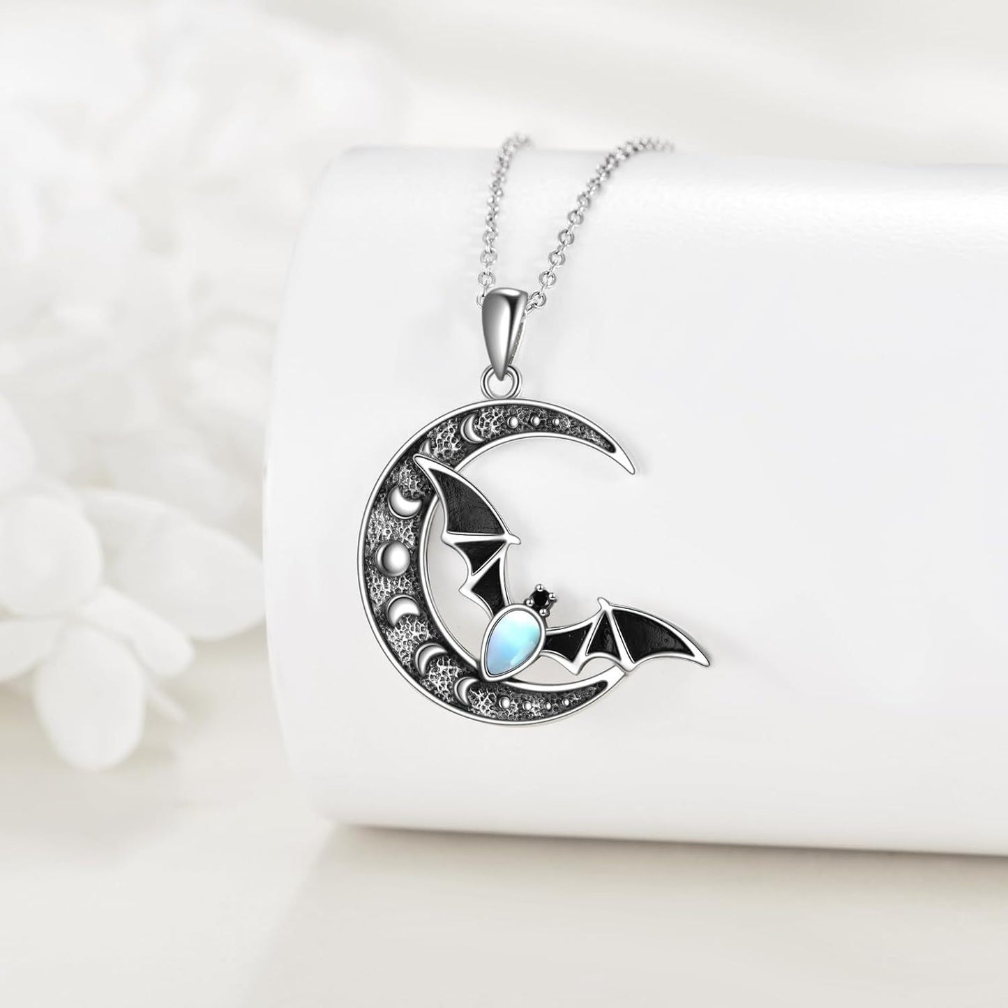 Moonlit Batflight Crescent Necklace