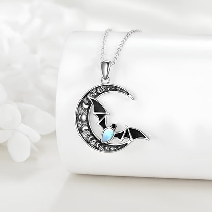 Moonlit Batflight Crescent Necklace