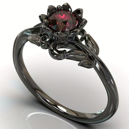 BloodRose Witch Flower Crystal Ring