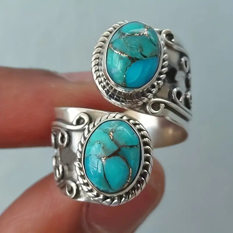 Twin Spirit Turquoise Wrap Ring