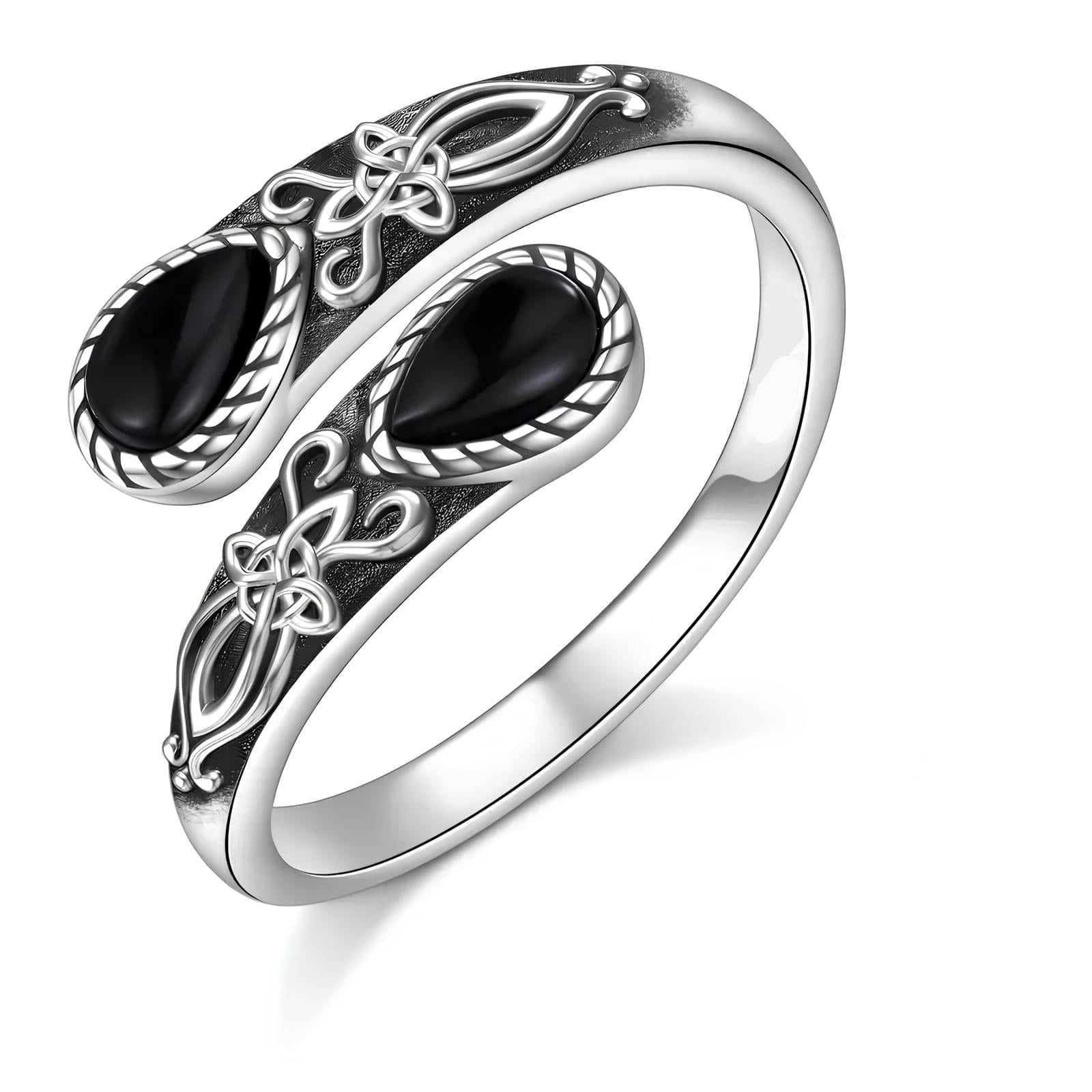 Obsidian Witch's Knot Protection Ring – Wicca Vibes