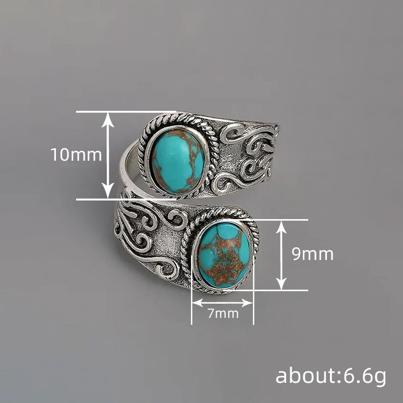 Twin Spirit Turquoise Wrap Ring