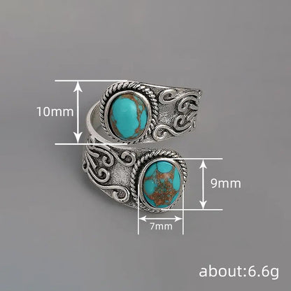 Twin Spirit Turquoise Wrap Ring