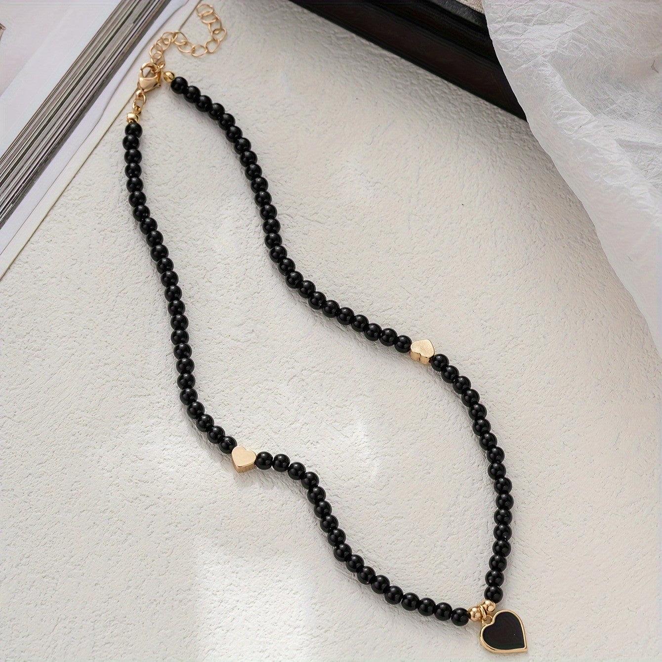 Obsidian Love Bead Necklace