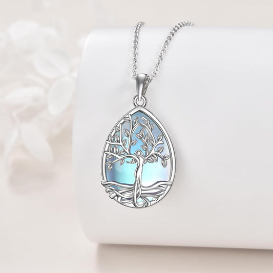 Tree of Life Moon Drop Necklace