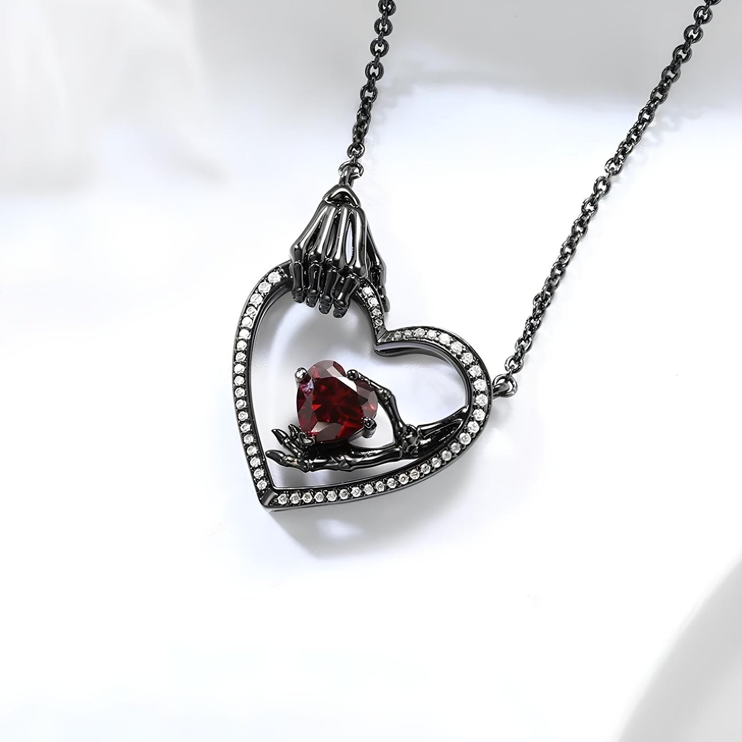 Crimson Heartbound Skeleton Necklace