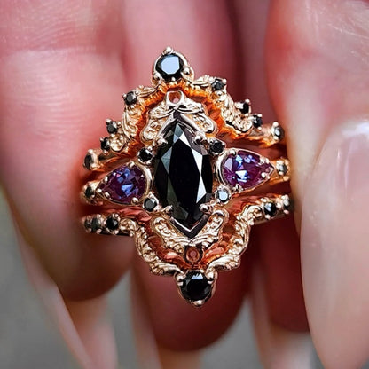 Witch’s Ward Obsidian Amethyst Ring