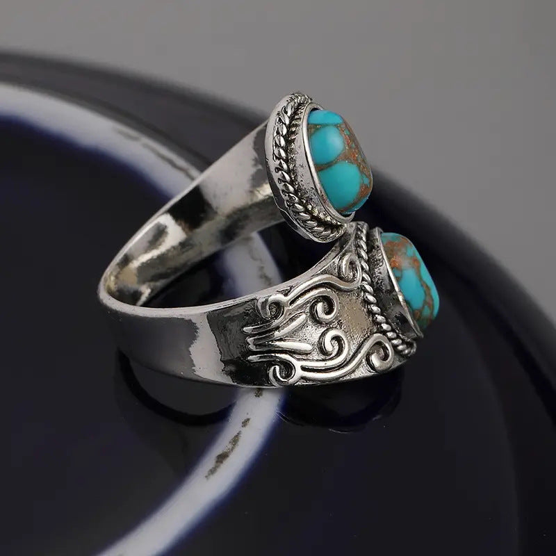 Twin Spirit Turquoise Wrap Ring