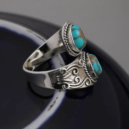 Twin Spirit Turquoise Wrap Ring