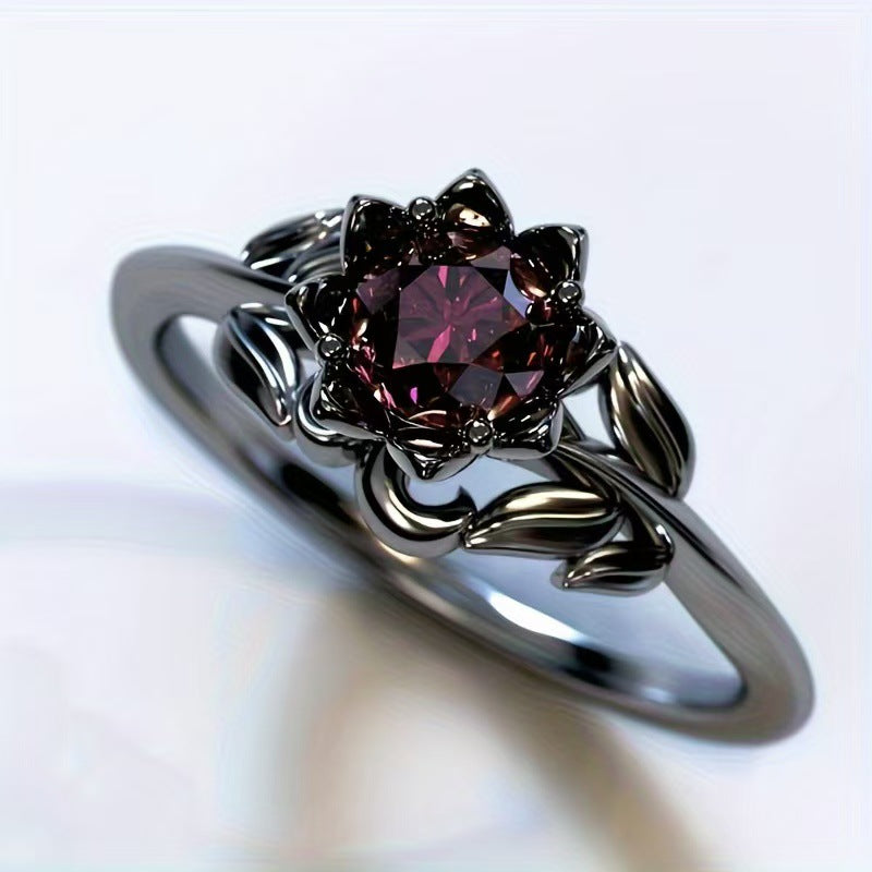 BloodRose Witch Flower Crystal Ring