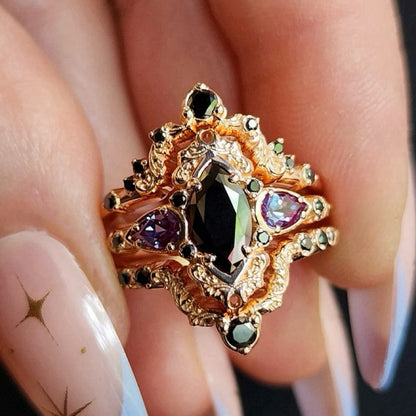Witch’s Ward Obsidian Amethyst Ring