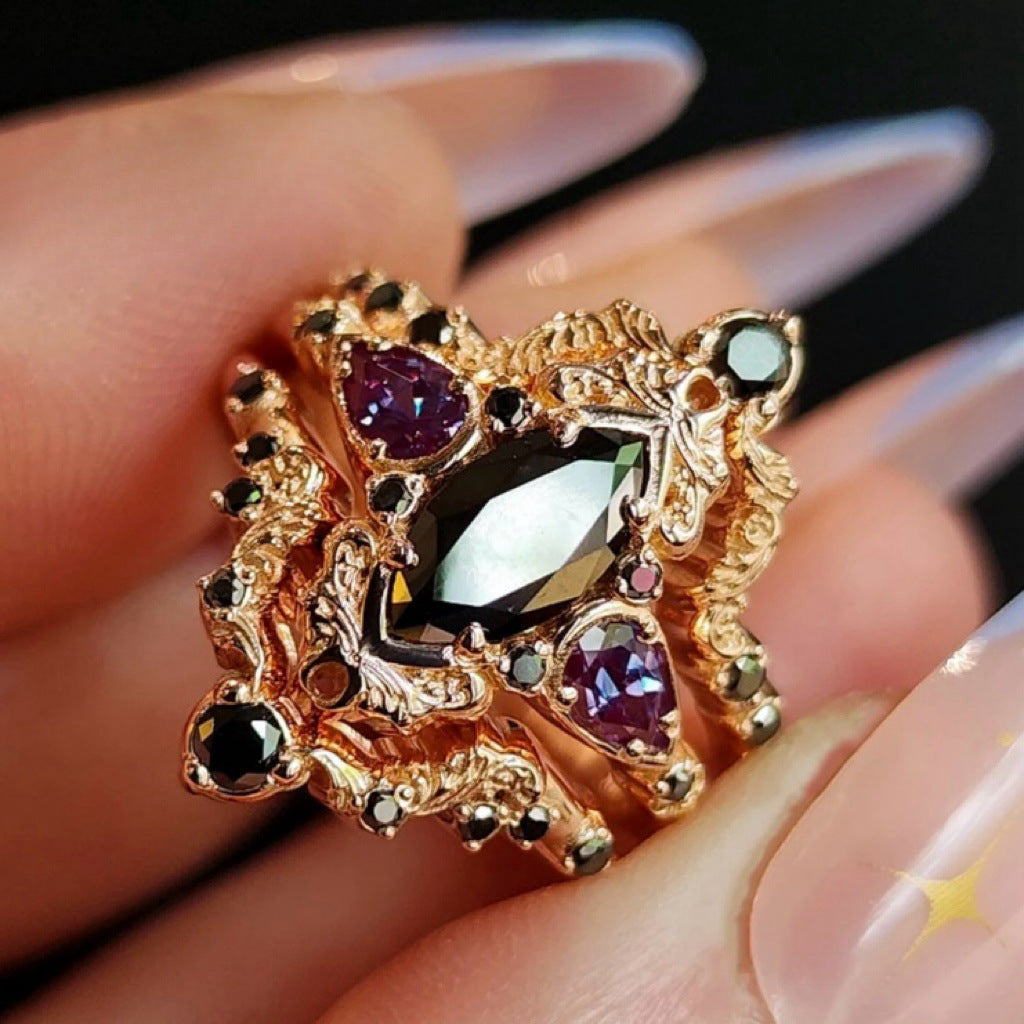 Witch’s Ward Obsidian Amethyst Ring