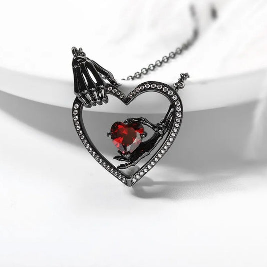 Crimson Heartbound Skeleton Necklace