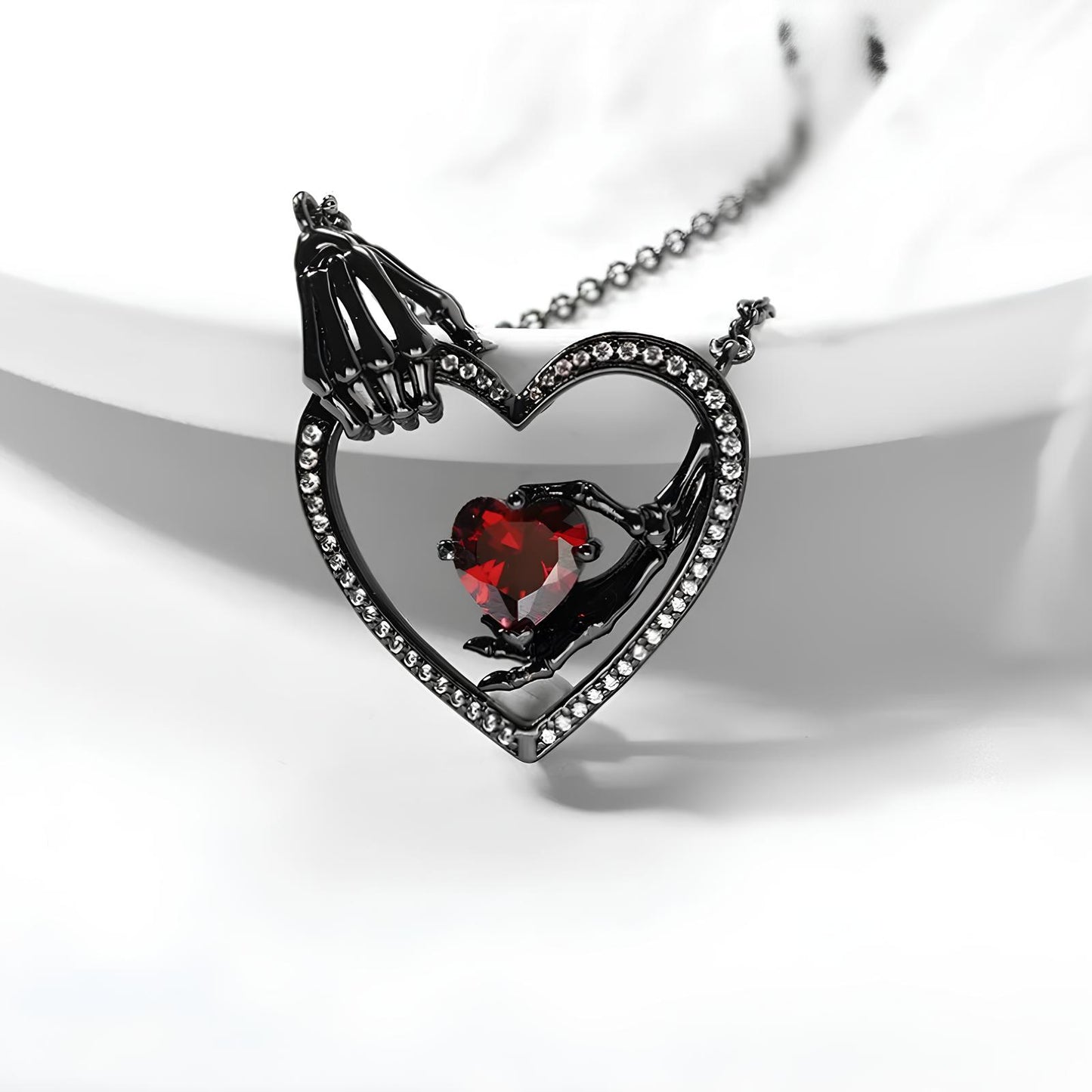 Crimson Heartbound Skeleton Necklace