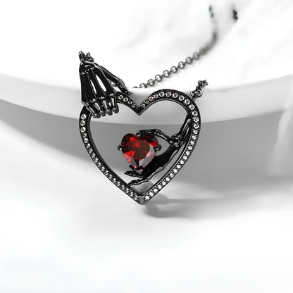 Crimson Heartbound Skeleton Necklace