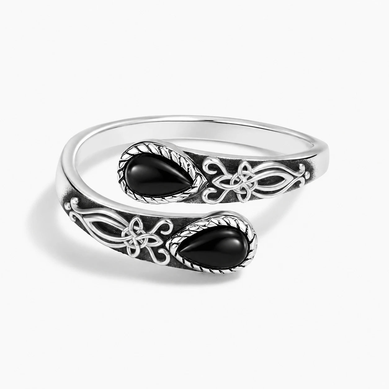 Obsidian Witchs Knot Protection Ring