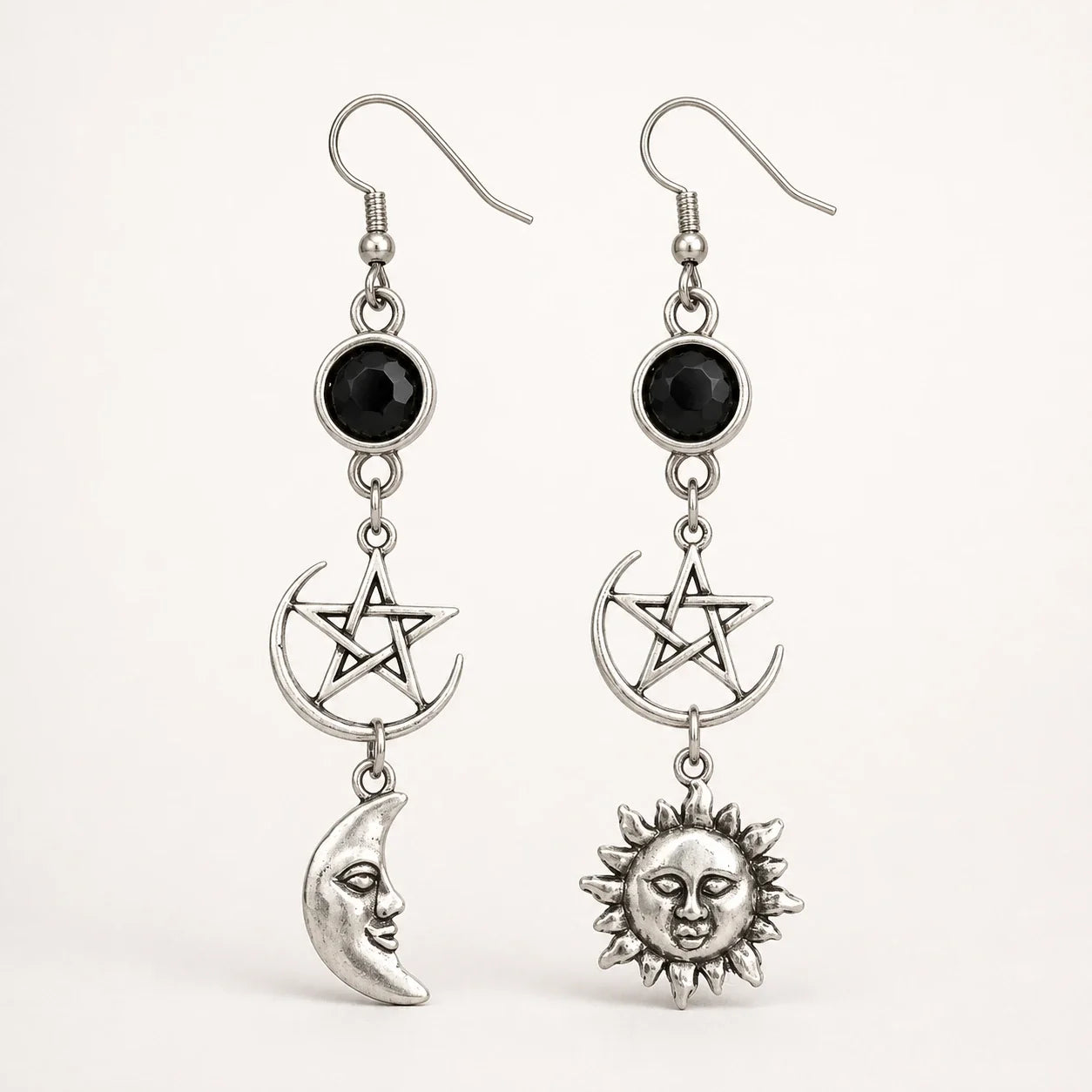 Pentacle Moon Protection Earrings studio product photo